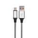 Фотография Кабель USB-A – Lightning для Apple, 2,4А, 1м, нейлон, серый REXANT, артикул 18-4245