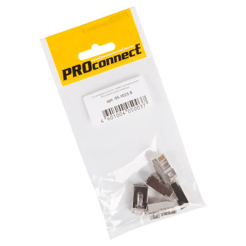 Фотография Разъем RJ-45(8P8C) под витую пару, FTP, CAT 5e, пакет, 5шт. PROconnect, артикул 05-1023-9