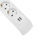 Фотография Фильтр сетевой 5 гнезд, 3м, 3х1,5мм², с автовыкл, 2 USB, белый KRANZ, артикул 13-4700