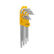 Фотография Набор ключей имбусовых Tamper-Torx KRANZ 9 шт., ТТ10-ТТ50, закаленные, удлиненные, никель, артикул KR-12-5221