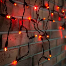 Гирлянда светодиодная Бахрома (Айсикл), 2,4х0,6м, 88 LED КРАСНЫЙ, черный ПВХ, IP65, постоянное свечение, 230В NEON-NIGHT (шнур питания в комплекте)