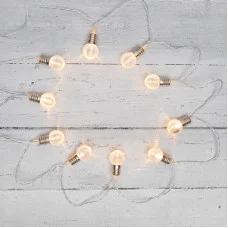 Гирлянда светодиодная Лампочки 10 LED, 1.5 м, прозрачный ПВХ, теплый белый цвет свечения, 2 х АА (батарейки не в комплекте) NEON-NIGHT