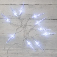Гирлянда светодиодная Сосульки 1,5 м, 10 LED, прозрачный ПВХ, цвет свечения белый, 2 х АА (батарейки не в комплекте) NEON-NIGHT