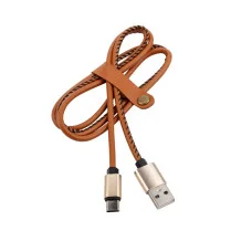Кабель USB-A – Type-C, 2,1A, 1м, эко-кожа, коричневый REXANT