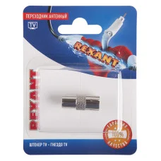 Переходник антенный, (гнездо TV - штекер TV), RG-6, 1 шт. REXANT
