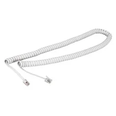 Шнур для телефонной трубки, витой RJ-10 (4P-4C), 4м, белый REXANT