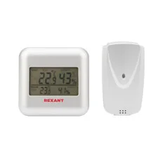 Термометр электронный S3341BF с часами и беспроводным выносным датчиком REXANT