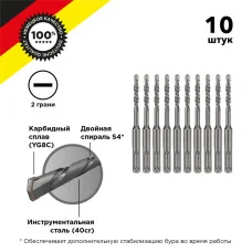 Бур по бетону 6x110x50мм SDS PLUS (10 шт) KRANZ