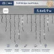 Фотография Гирлянда светодиодная Бахрома (Айсикл), 5,6x0,9м, 240 LED БЕЛЫЙ, черный КАУЧУК 3,3мм, IP67, постоянное свечение, 230В NEON-NIGHT (шнур питания в комплекте), артикул 255-245