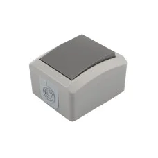 Переключатель проходной INDUSTRIAL IP54, о/у, серый KRANZ