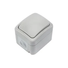 Выключатель одноклавишный Mini OG IP54, о/у, серый KRANZ