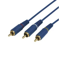 Шнур 3 RCA - 3 RCA, 3м, синий, Gold REXANT