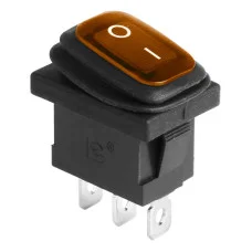 Выключатель клавишный 250V 6А (3с) ON-OFF желтый с подсветкой Mini ВЛАГОЗАЩИТА (KCD1-201-4W) REXANT