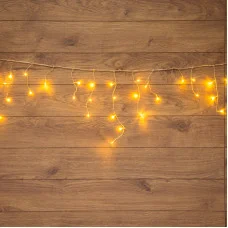 Гирлянда Бахрома (Айсикл), 1,8х0,5м, 48 LED ТЕПЛЫЙ БЕЛЫЙ, прозрачный ПВХ, IP20, свечение с динамикой, 230В, не соединяется