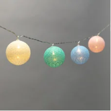 Тайские фонарики Пудра 1,5 м, прозрачный ПВХ, 10 LED, теплый белый, питание 2 х АА (батарейки не в комплекте)