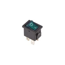 Выключатель клавишный 250V 6А (4с) ON-OFF зеленый с подсветкой Mini (RWB-207, SC-768) REXANT