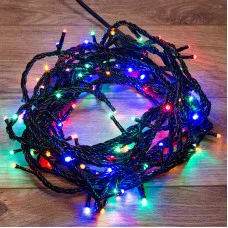 Гирлянда Твинкл Лайт 20 м, 200 LED МУЛЬТИКОЛОР (RGYB), черный ПВХ, IP65, динамика, 230В соединяется NEON-NIGHT (нужен контроллер 217-204)