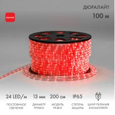 Дюралайт LED, постоянное свечение (2W) - красный Эконом 24 LED/м, бухта 100м
