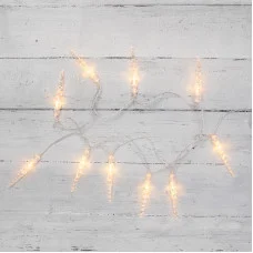 Гирлянда светодиодная Сосульки 1,5 м, 10 LED, прозрачный ПВХ, цвет свечения теплый белый, 2 х АА (батарейки не в комплекте) NEON-NIGHT