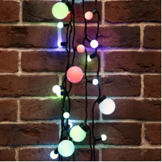 Гирлянда Мультишарики Ø17,5мм, Ø23мм, Ø17,5мм, Ø45мм, 10м, 80 LED RGB, черный ПВХ, IP65, быстрая смена цвета,  230В соединяется NEON-NIGHT