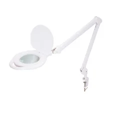 Лупа на струбцине круглая 5D с подсветкой 96 SMD LED, теплый и холодный свет, ø127мм, белая REXANT