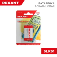 Батарейка алкалиновая 6LR61, 9В, 1 шт, «Крона», блистер REXANT