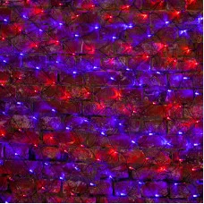Гирлянда Сеть 2х1,5м, черный ПВХ, 288 LED Красные/Синие (контроллер в комплекте)