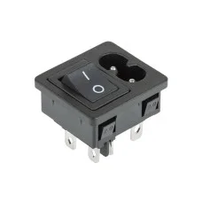 Выключатель клавишный 250 V 6 А (4с) ON-OFF черный с штекером C8 2PIN  REXANT
