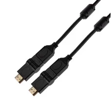 Шнур HDMI - HDMI 1.4, 2м, Gold, с фильтрами, угловой 360° REXANT