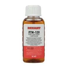 Флюс для пайки, ЛТИ-120, 30мл, с кисточкой, флакон REXANT