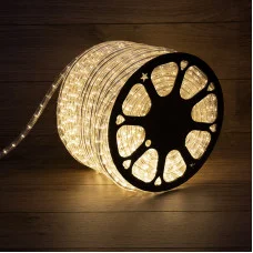 Дюралайт LED, эффект мерцания (2W) - ТЕПЛЫЙ БЕЛЫЙ Эконом 24 LED/м, бухта 100м