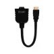 Фотография Переходник штекер HDMI - 2 гнезда HDMI с проводом, черный REXANT, артикул 17-6832