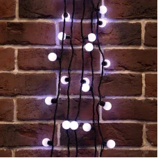 Гирлянда Мультишарики Ø23 мм, 10 м, 80 LED БЕЛЫЙ, черный ПВХ, IP65, постоянное свечение, 230В соединяется NEON-NIGHT