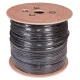 Фотография Кабель витая пара U/UTP, CAT 5e, PE, 4PR, 24AWG, OUTDOOR, SOLID, черный, с тросом, 305м, REXANT, артикул 01-0046