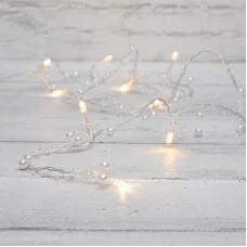Гирлянда светодиодная Жемчужинки 1,5 м, 10 LED, прозрачный ПВХ, цвет свечения теплый белый, 2 х АА (батарейки не в комплекте) NEON-NIGHT