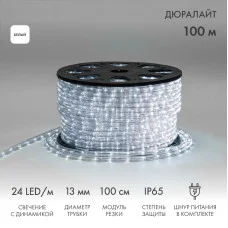 Дюралайт LED, свечение с динамикой (3W) - белый Эконом 24 LED/м, бухта 100м