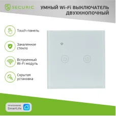 Умный Wi-Fi выключатель двухкнопочный белый SECURIC