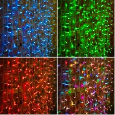 Гирлянда светодиодная Занавес 2х1,5м 300 LED RGB прозрачный ПВХ IP65 для свечения с динамикой нужен контроллер 245-908 230В соединяется NEON-NIGHT