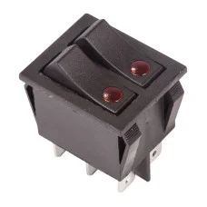 Выключатель клавишный 250V 15А (6с) ON-OFF черный с подсветкой ДВОЙНОЙ (RWB-512, SC-797) REXANT