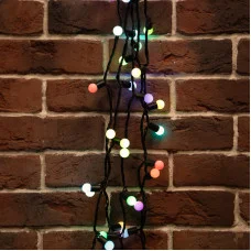 Гирлянда Мультишарики Ø17,5 мм, 20 м, 200 LED RGB, черный ПВХ, IP65, быстрая смена цвета, 24В соединяется NEON-NIGHT