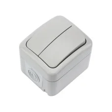 Выключатель двухклавишный Mini OG OG IP54, о/у, серый KRANZ